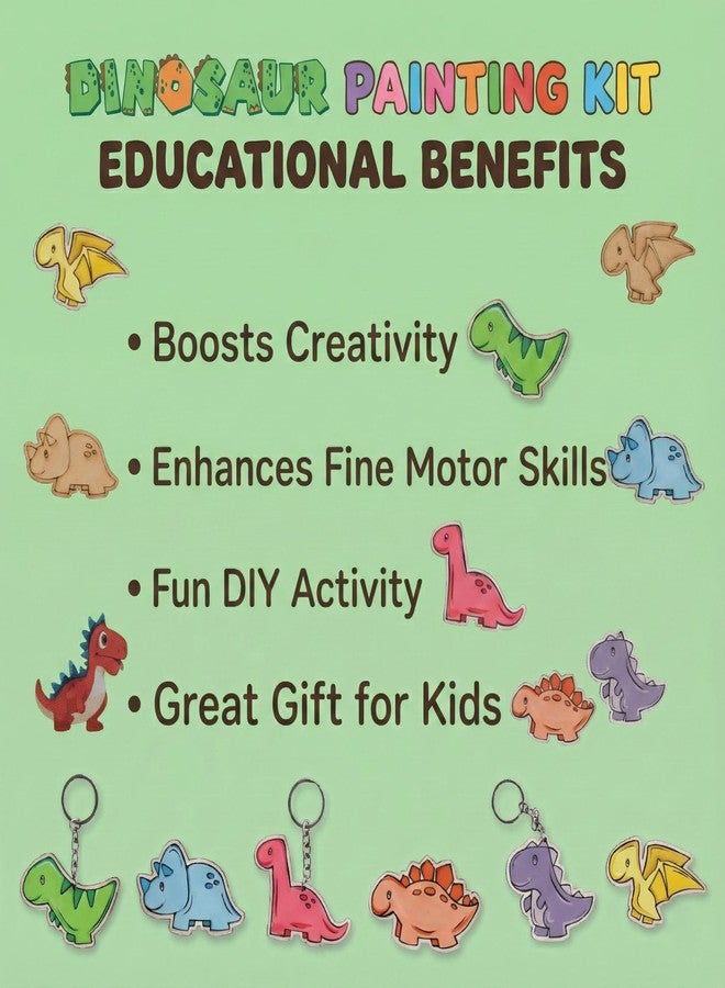 HOBBY INDIA DIY Keychain Fridge Magnet Painting Kit for Kids & Adult | Creative Art & Craft Set Gift for Girls & Boys | Cute Resin Activity Key Chain Making | Fun Birthday & Home Decor (Dinosour) - Image 5